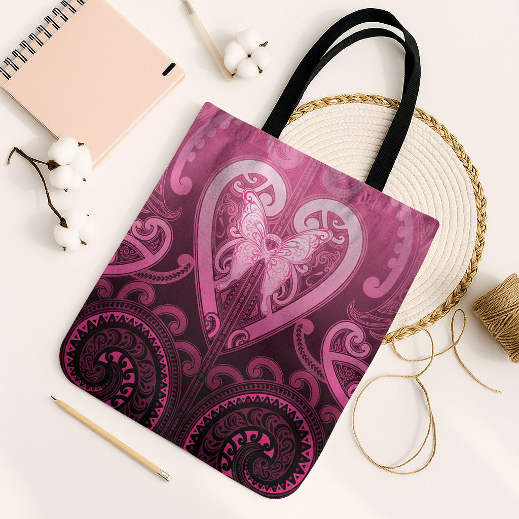 Aotearoa Breast Cancer Tote Bag Maori Tribal Pattern