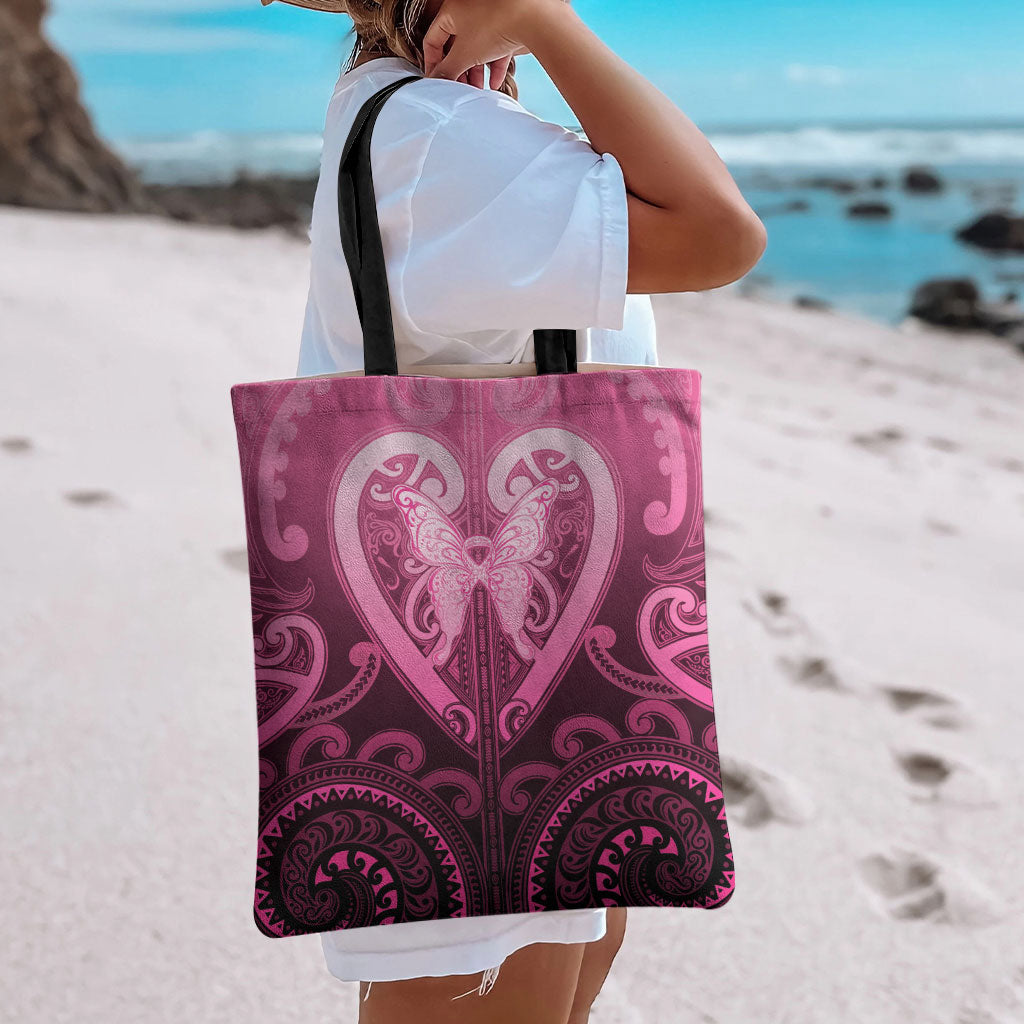 Aotearoa Breast Cancer Tote Bag Maori Tribal Pattern