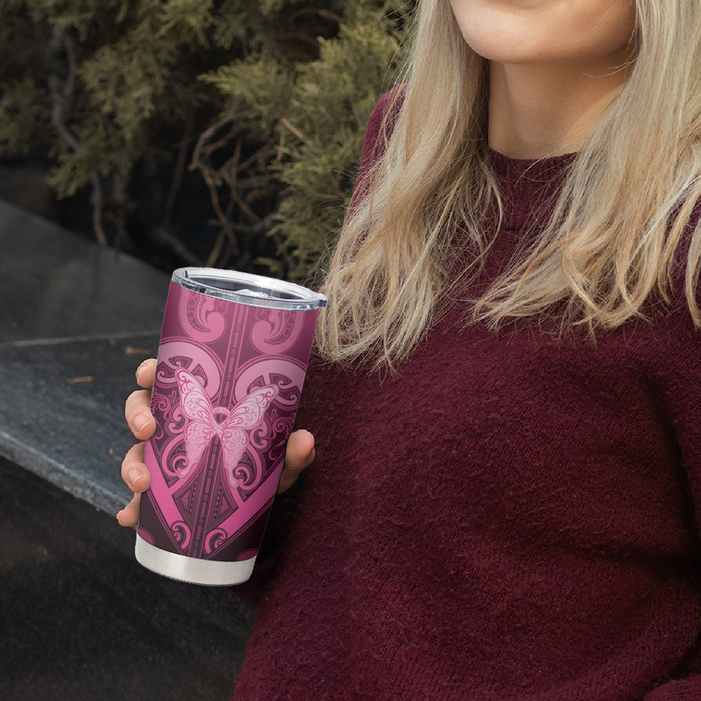 Aotearoa Breast Cancer Tumbler Cup Maori Tribal Pattern