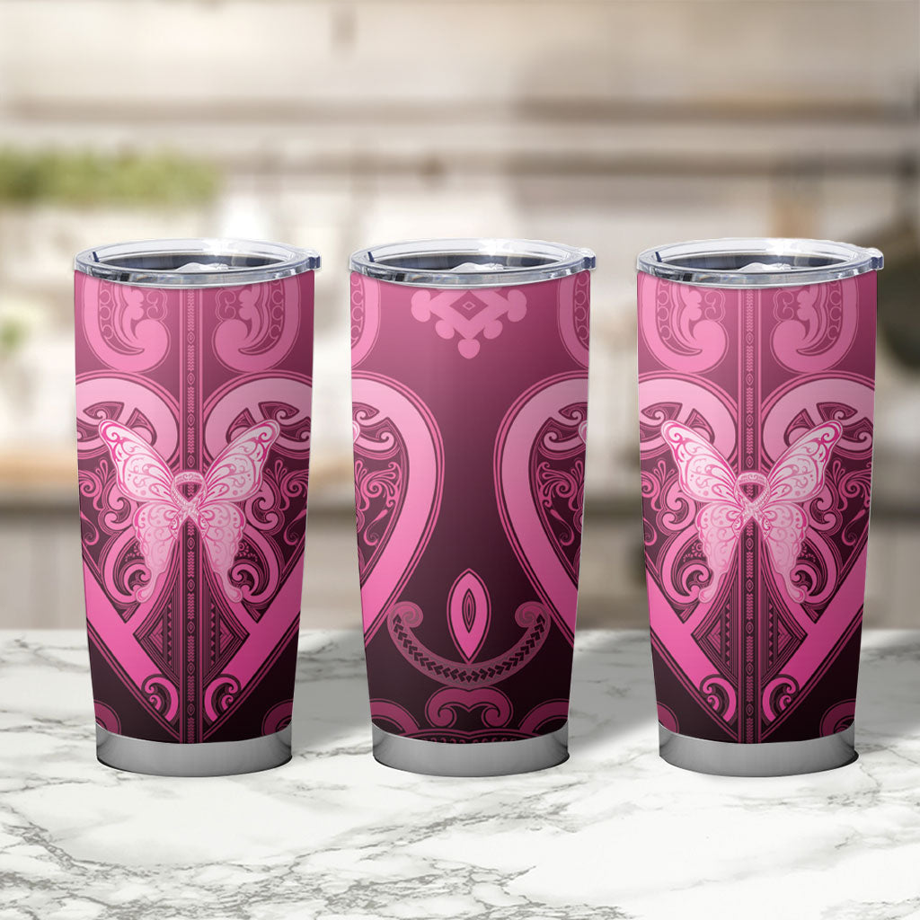 Aotearoa Breast Cancer Tumbler Cup Maori Tribal Pattern