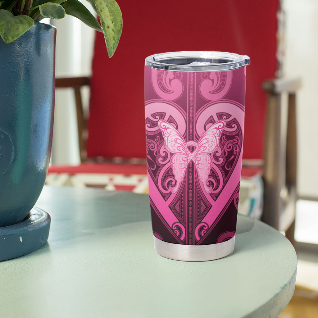 Aotearoa Breast Cancer Tumbler Cup Maori Tribal Pattern
