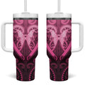 Aotearoa Breast Cancer Tumbler With Handle Maori Tribal Pattern