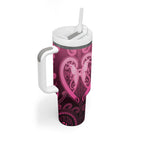 Aotearoa Breast Cancer Tumbler With Handle Maori Tribal Pattern