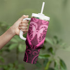Aotearoa Breast Cancer Tumbler With Handle Maori Tribal Pattern