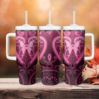 Aotearoa Breast Cancer Tumbler With Handle Maori Tribal Pattern