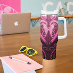 Aotearoa Breast Cancer Tumbler With Handle Maori Tribal Pattern
