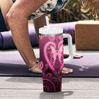 Aotearoa Breast Cancer Tumbler With Handle Maori Tribal Pattern
