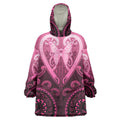 Aotearoa Breast Cancer Wearable Blanket Hoodie Maori Tribal Pattern