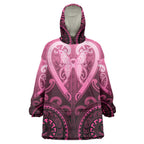 Aotearoa Breast Cancer Wearable Blanket Hoodie Maori Tribal Pattern