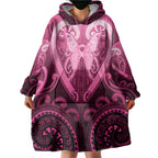 Aotearoa Breast Cancer Wearable Blanket Hoodie Maori Tribal Pattern