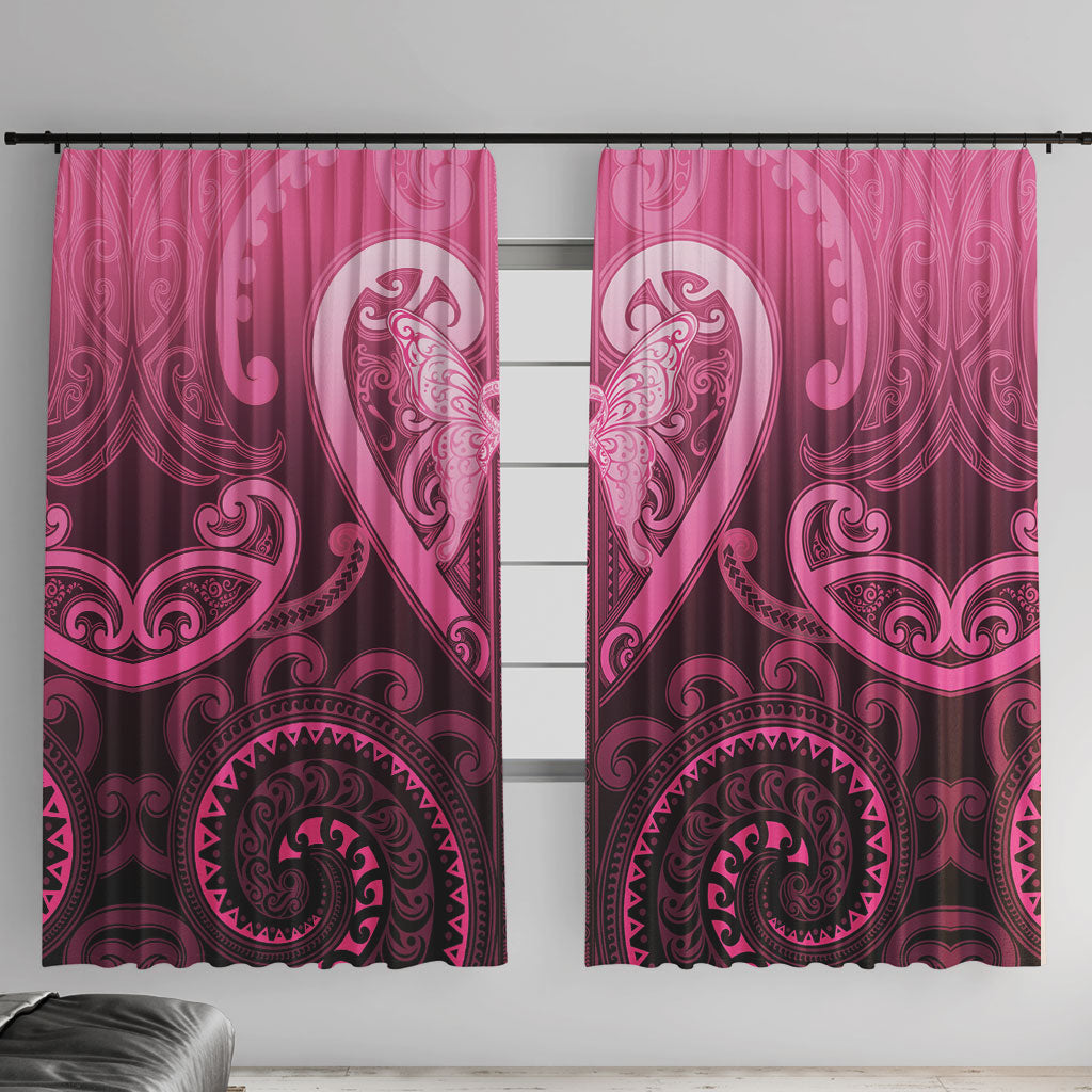 Aotearoa Breast Cancer Window Curtain Maori Tribal Pattern