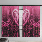 Aotearoa Breast Cancer Window Curtain Maori Tribal Pattern