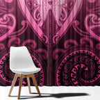 Aotearoa Breast Cancer Window Curtain Maori Tribal Pattern
