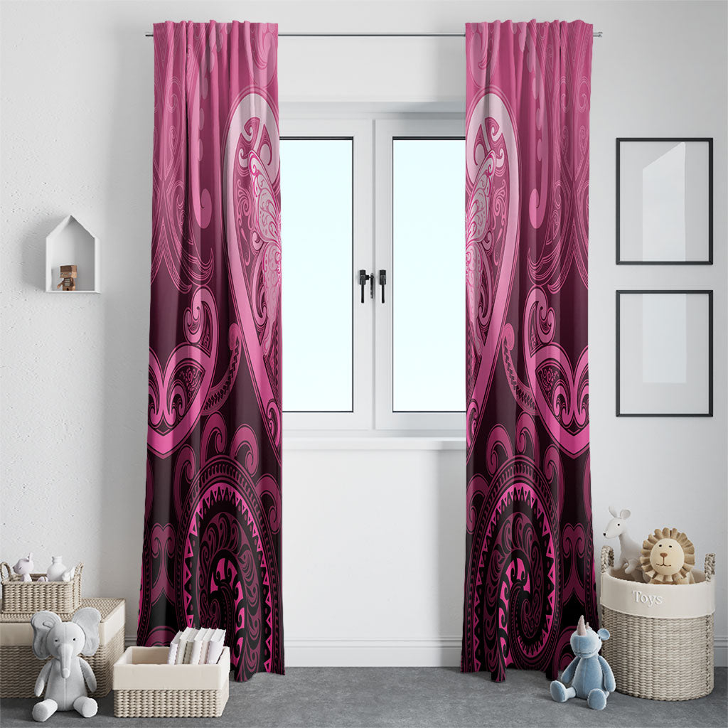 Aotearoa Breast Cancer Window Curtain Maori Tribal Pattern