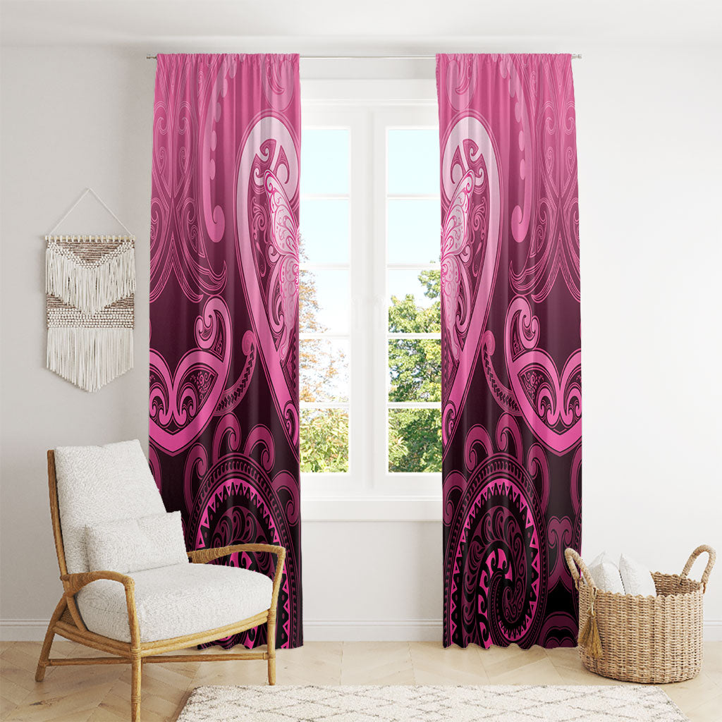 Aotearoa Breast Cancer Window Curtain Maori Tribal Pattern