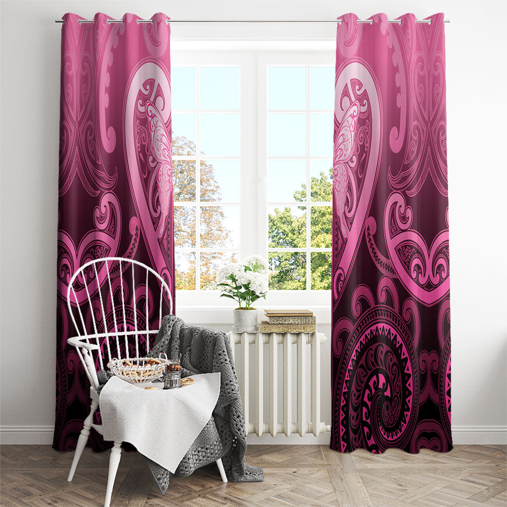 Aotearoa Breast Cancer Window Curtain Maori Tribal Pattern