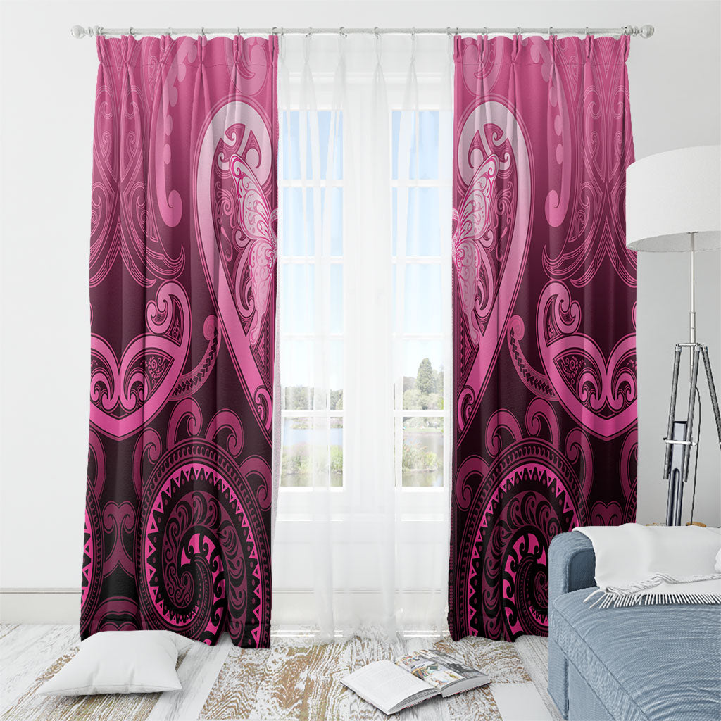 Aotearoa Breast Cancer Window Curtain Maori Tribal Pattern