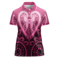 Aotearoa Breast Cancer Women Polo Shirt Maori Tribal Pattern