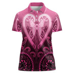 Aotearoa Breast Cancer Women Polo Shirt Maori Tribal Pattern