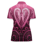 Aotearoa Breast Cancer Women Polo Shirt Maori Tribal Pattern