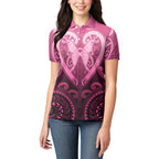 Aotearoa Breast Cancer Women Polo Shirt Maori Tribal Pattern
