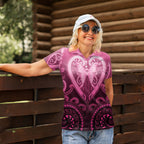 Aotearoa Breast Cancer Women Polo Shirt Maori Tribal Pattern