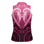 Aotearoa Breast Cancer Women Sleeveless Polo Shirt Maori Tribal Pattern