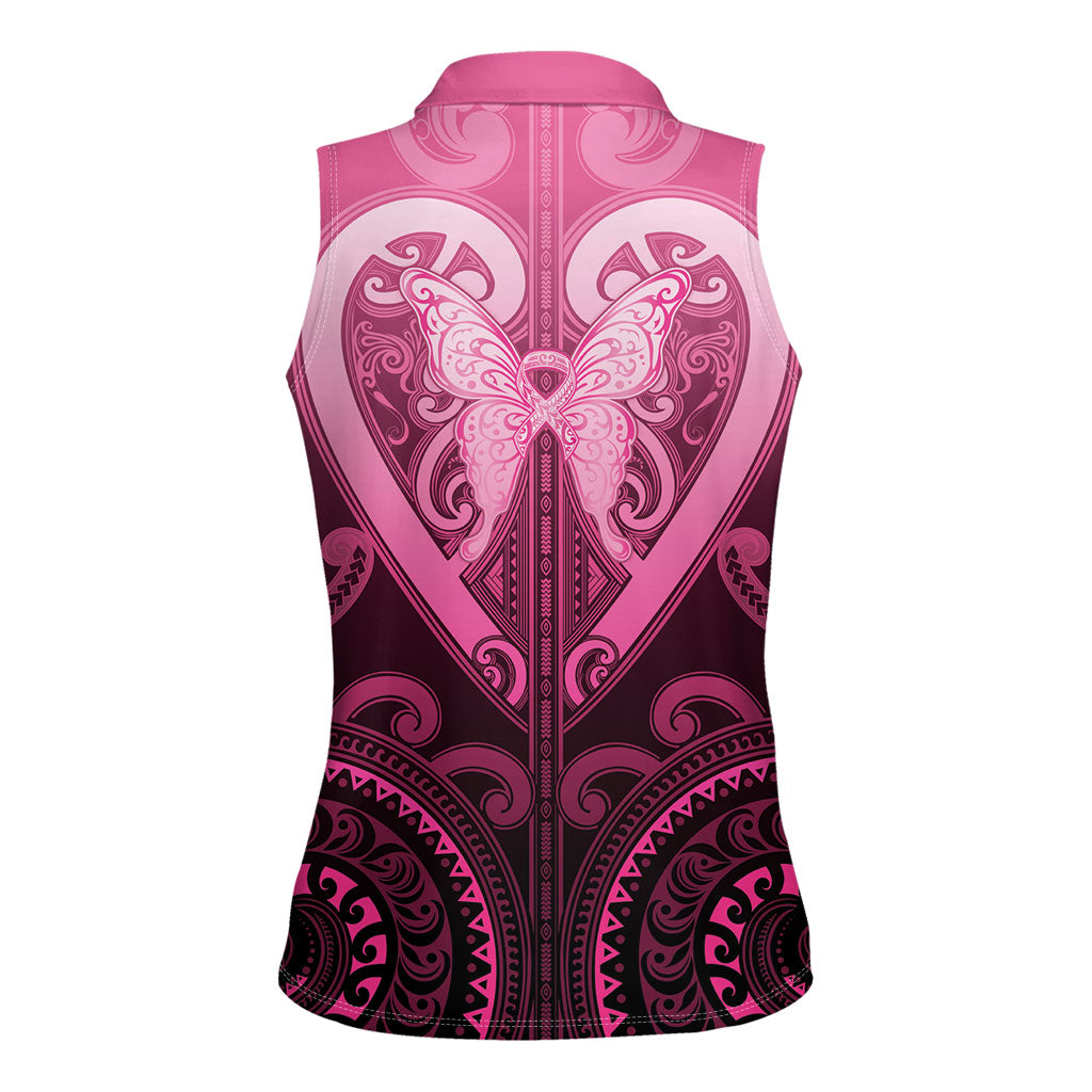 Aotearoa Breast Cancer Women Sleeveless Polo Shirt Maori Tribal Pattern