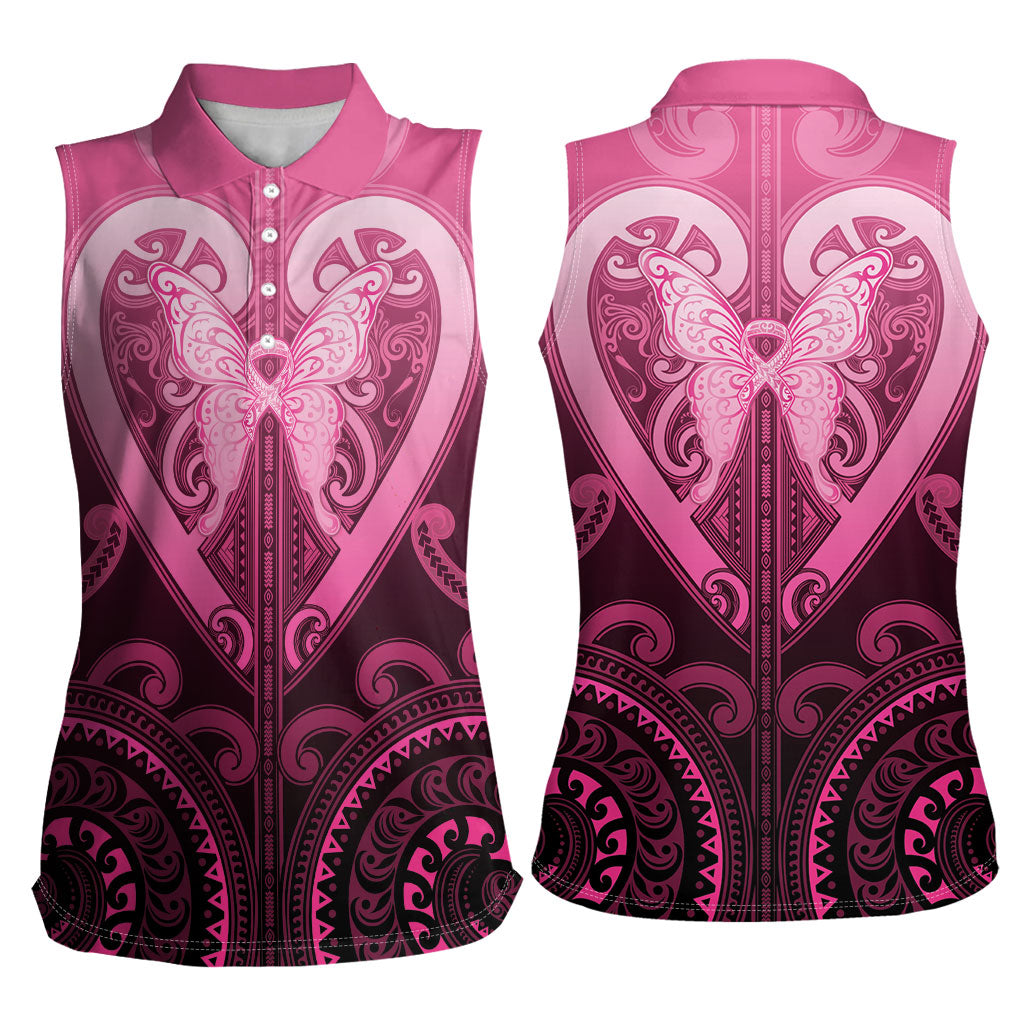 Aotearoa Breast Cancer Women Sleeveless Polo Shirt Maori Tribal Pattern