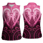 Aotearoa Breast Cancer Women Sleeveless Polo Shirt Maori Tribal Pattern