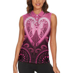 Aotearoa Breast Cancer Women Sleeveless Polo Shirt Maori Tribal Pattern