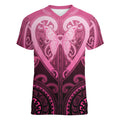 Aotearoa Breast Cancer Women V-Neck T-Shirt Maori Tribal Pattern