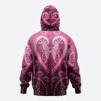 Aotearoa Breast Cancer Zip Hoodie Maori Tribal Pattern