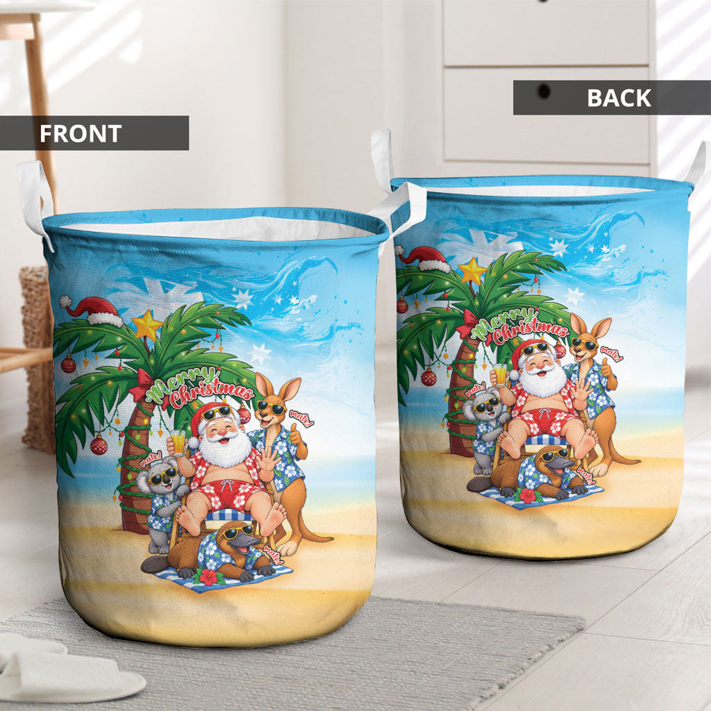 Aussie Christmas Laundry Basket Santa Summer Vibes