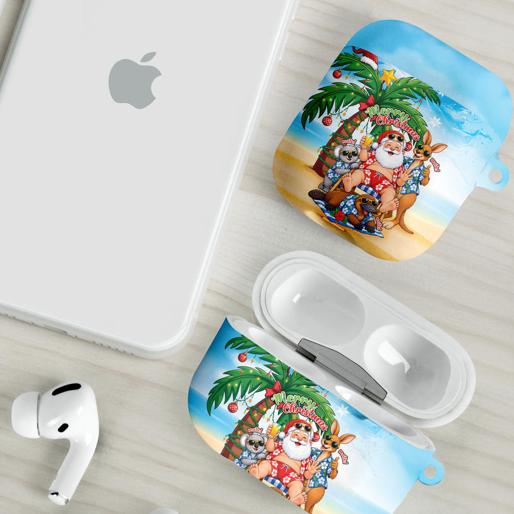 Aussie Christmas AirPods Case Santa Summer Vibes
