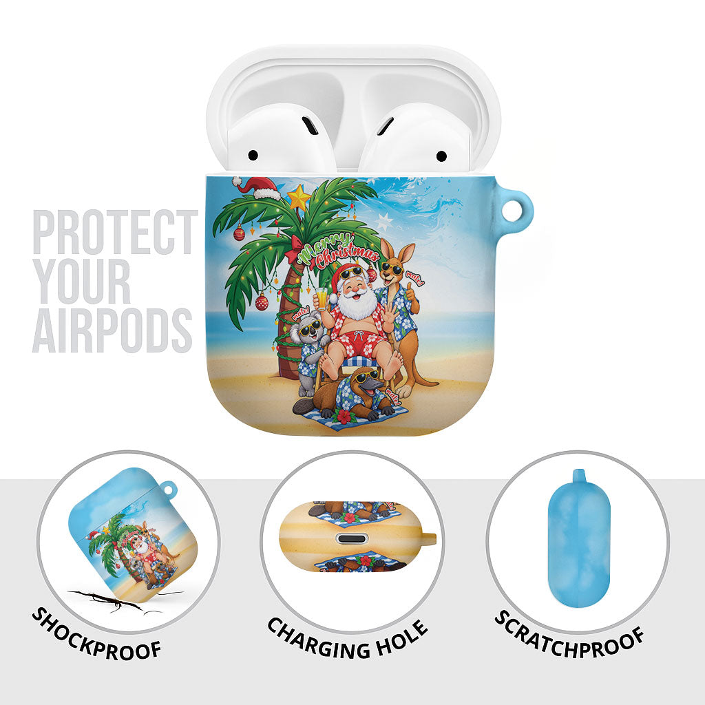 Aussie Christmas AirPods Case Santa Summer Vibes