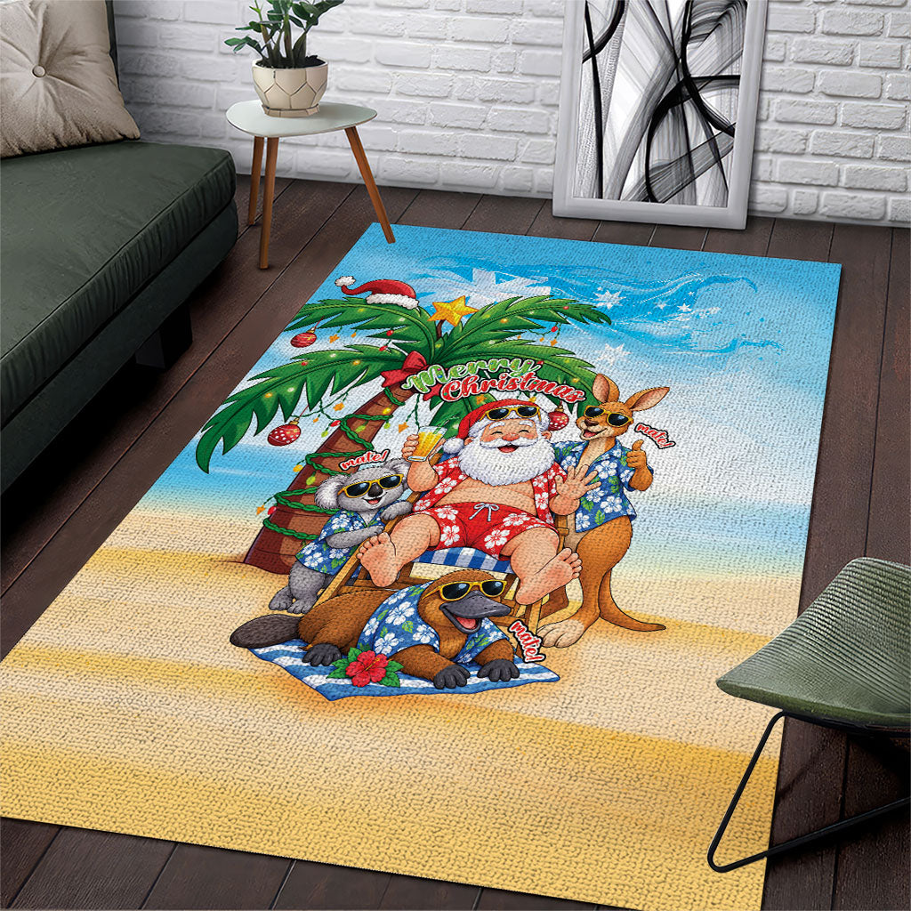Aussie Christmas Area Rug Santa Summer Vibes