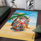 Aussie Christmas Area Rug Santa Summer Vibes