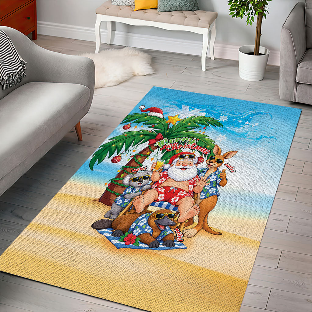 Aussie Christmas Area Rug Santa Summer Vibes