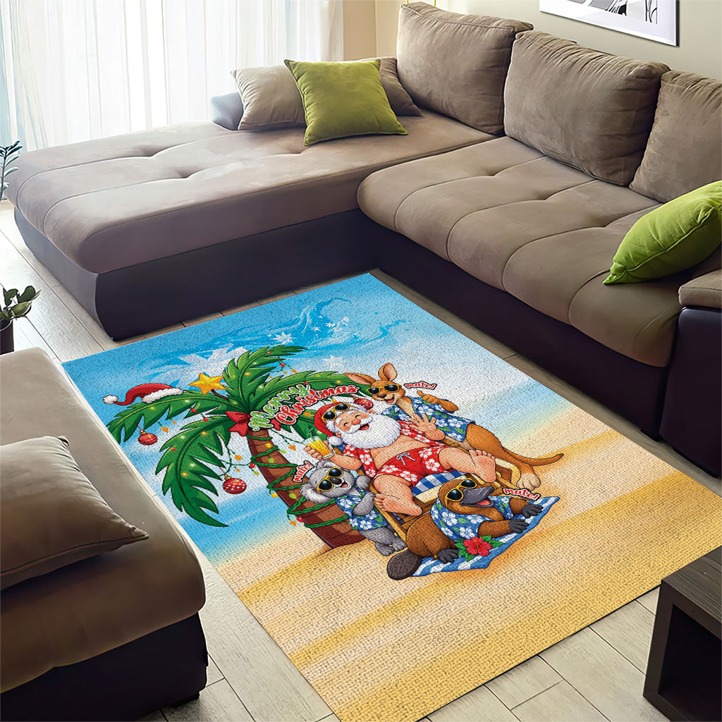 Aussie Christmas Area Rug Santa Summer Vibes