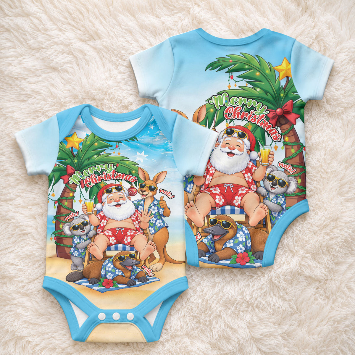 Aussie Christmas Baby Onesie Santa Summer Vibes