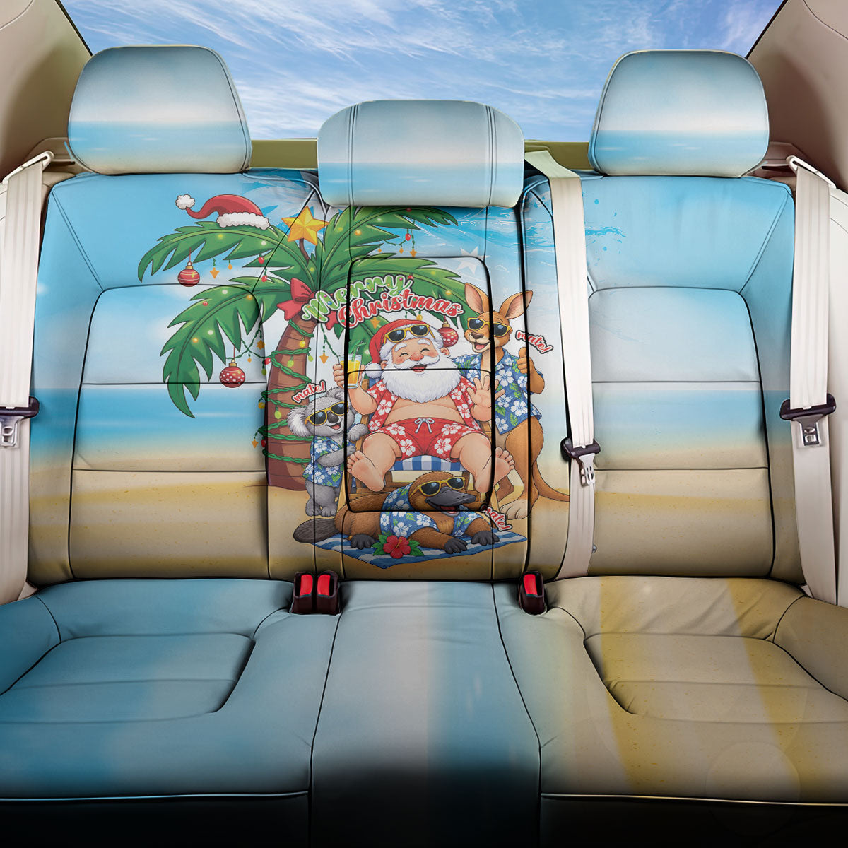 Aussie Christmas Back Car Seat Cover Santa Summer Vibes