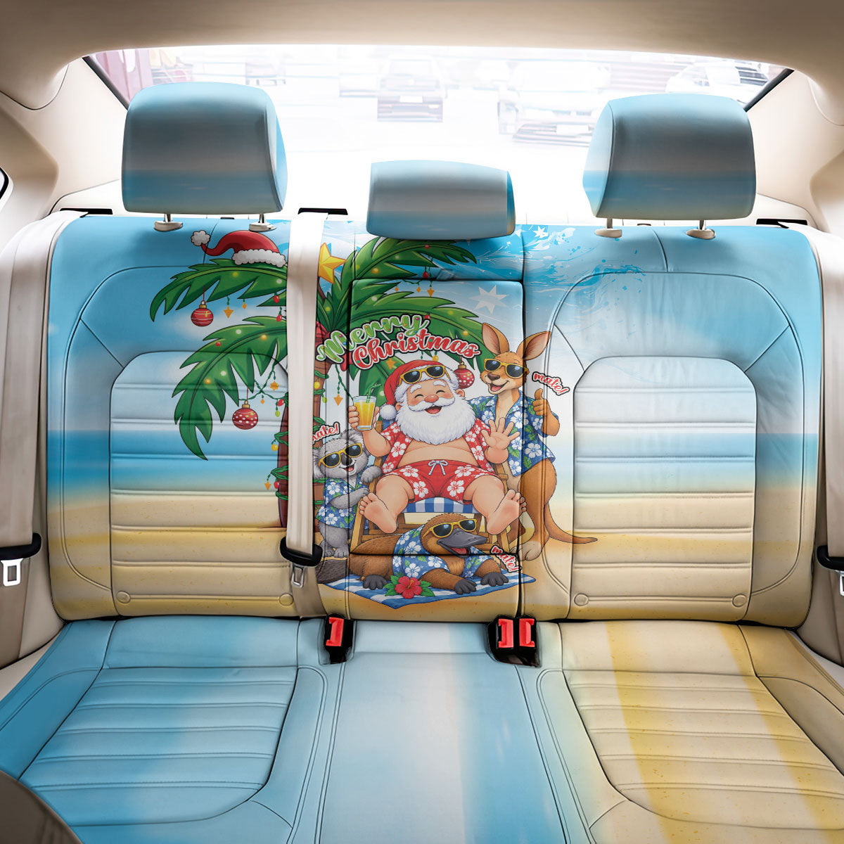 Aussie Christmas Back Car Seat Cover Santa Summer Vibes