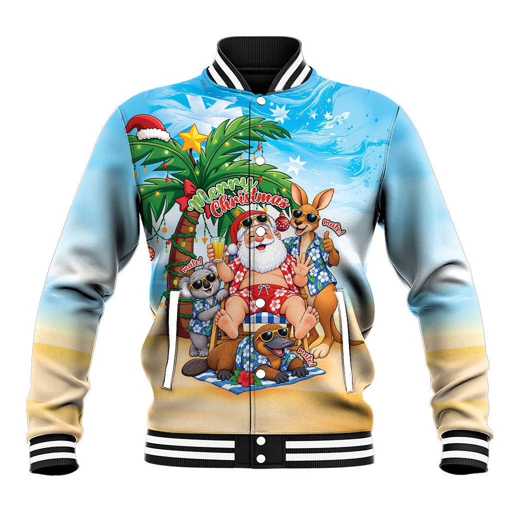 Aussie Christmas Baseball Jacket Santa Summer Vibes