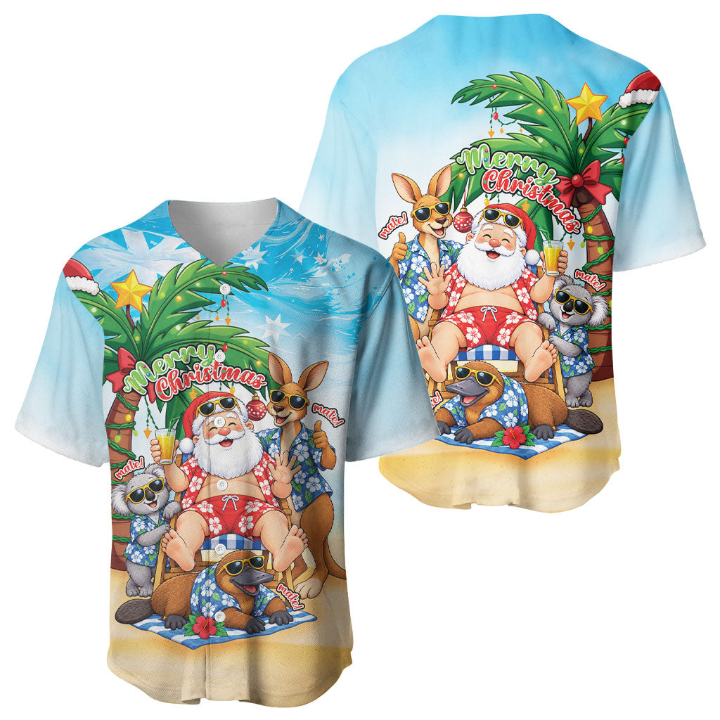 Aussie Christmas Baseball Jersey Santa Summer Vibes