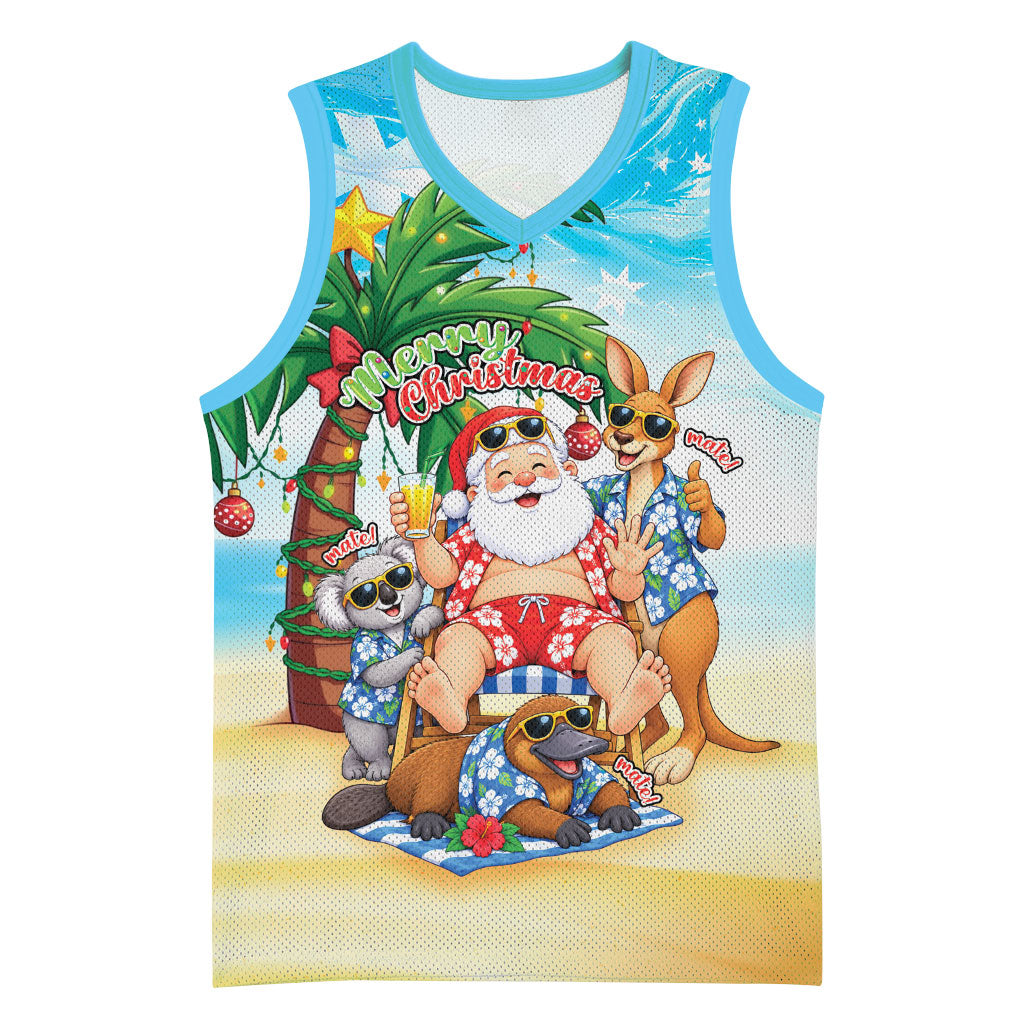 Aussie Christmas Basketball Jersey Santa Summer Vibes