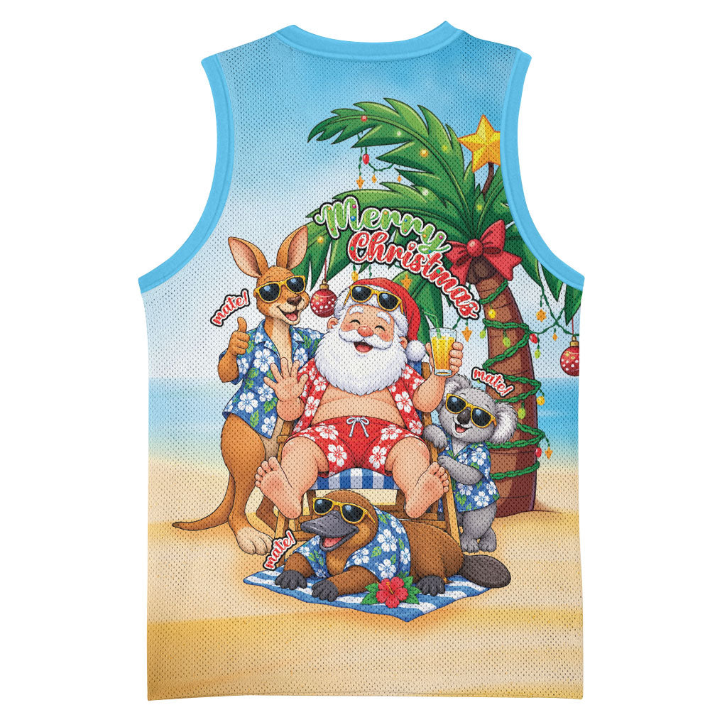 Aussie Christmas Basketball Jersey Santa Summer Vibes