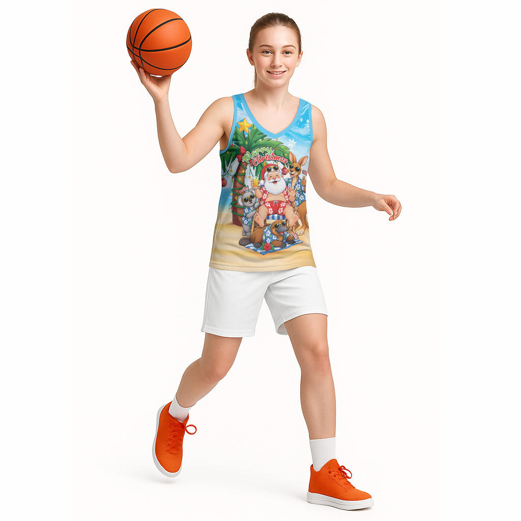 Aussie Christmas Basketball Jersey Santa Summer Vibes