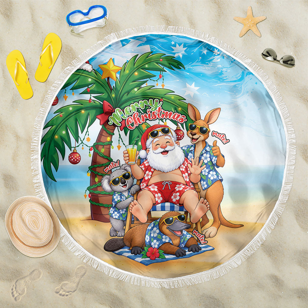 Aussie Christmas Beach Blanket Santa Summer Vibes