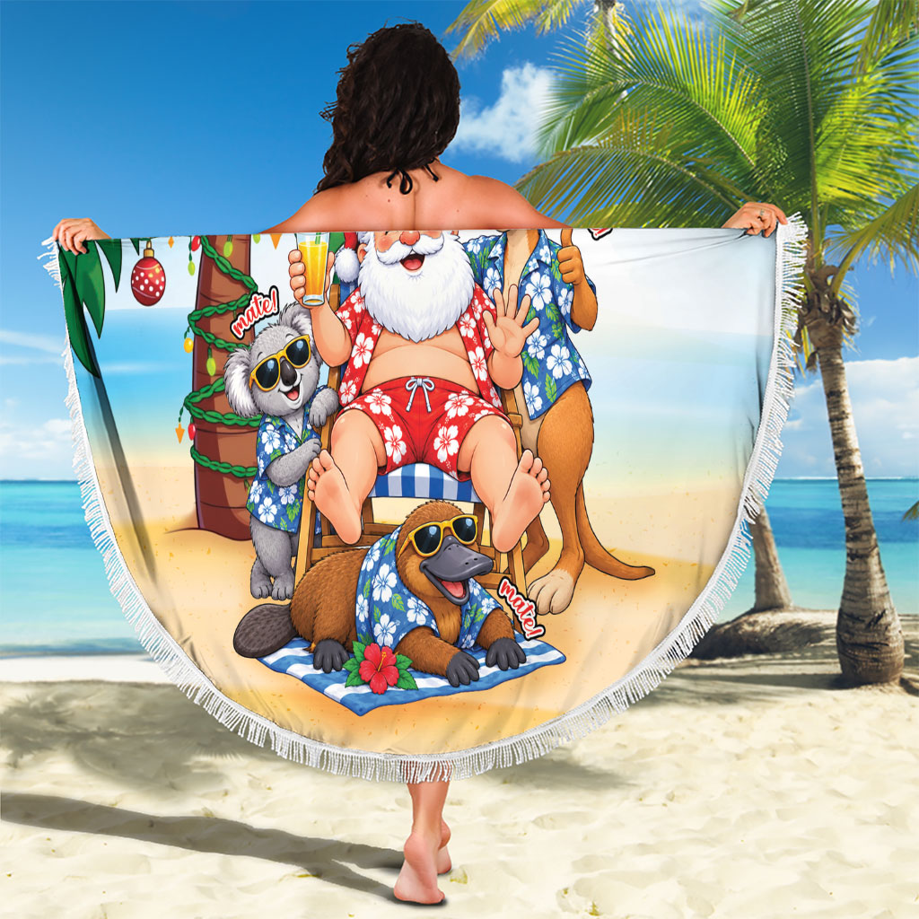 Aussie Christmas Beach Blanket Santa Summer Vibes